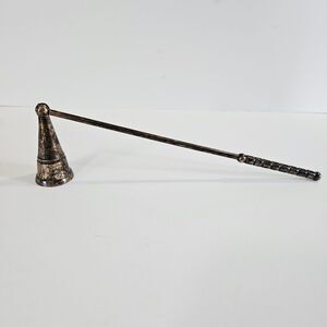 Vintage Antique? Silver Plated Long Handled Weighted Cone Bell Candle Snuffer